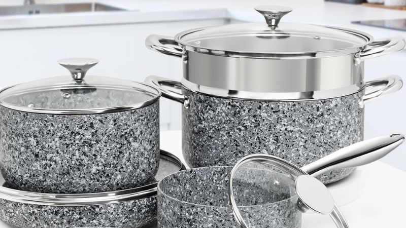 Granite cookware is sleek and stone-like