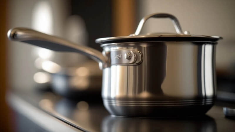 saucepan with long handle