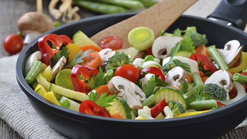 Sauté veggies on a skillet