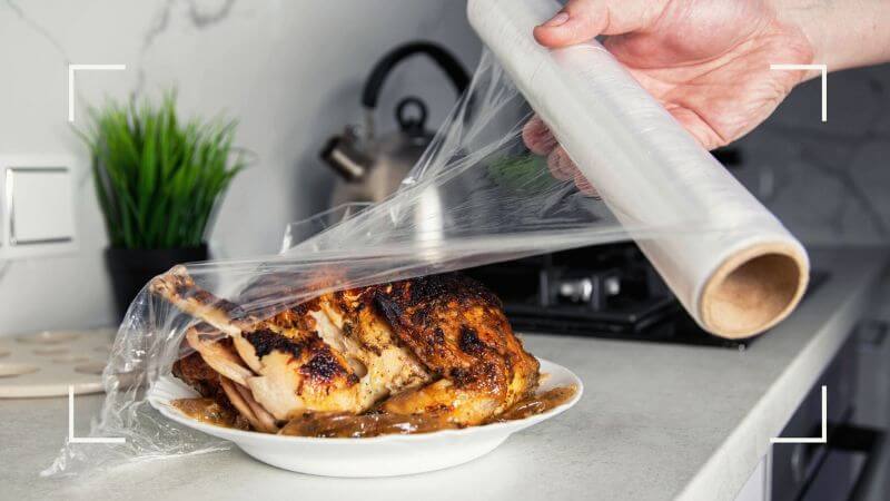 Wrap cooked chicken to store it properly in the fridge